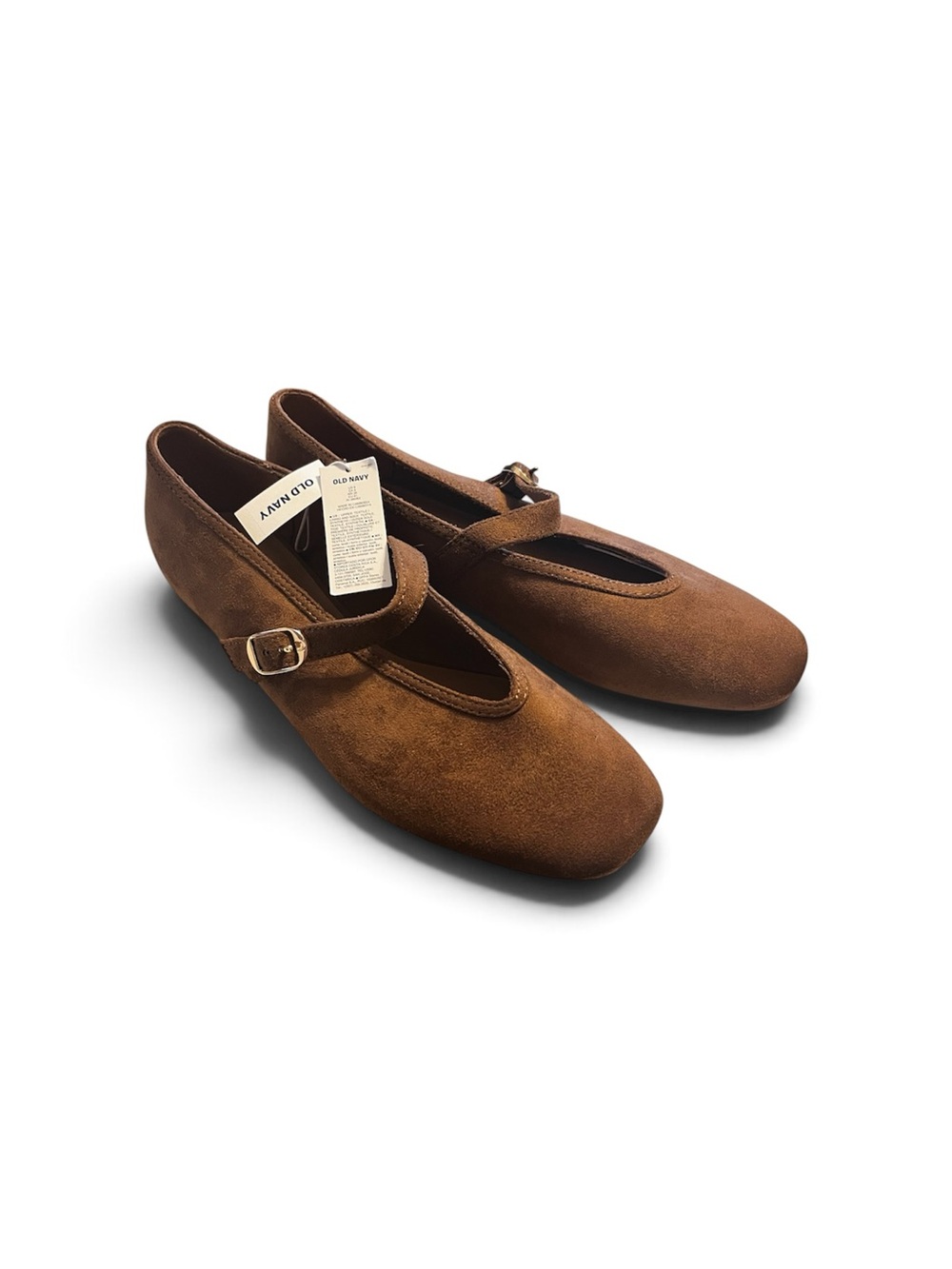 Old Navy Brown Suede Mary Jane Flats with Buckle Strap